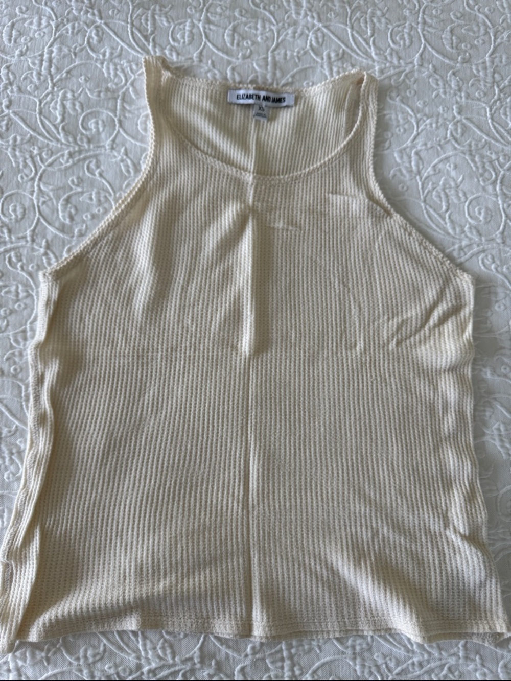 Elizabeth and James Cream Ribbed High-Neck Tank